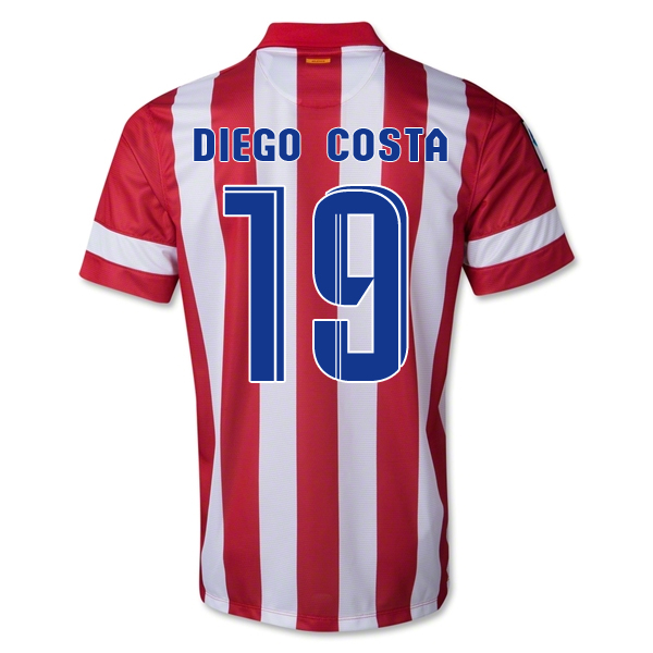 13-14 Atletico Madrid #19 Diego Costa Home Soccer Jersey Shirt - Click Image to Close